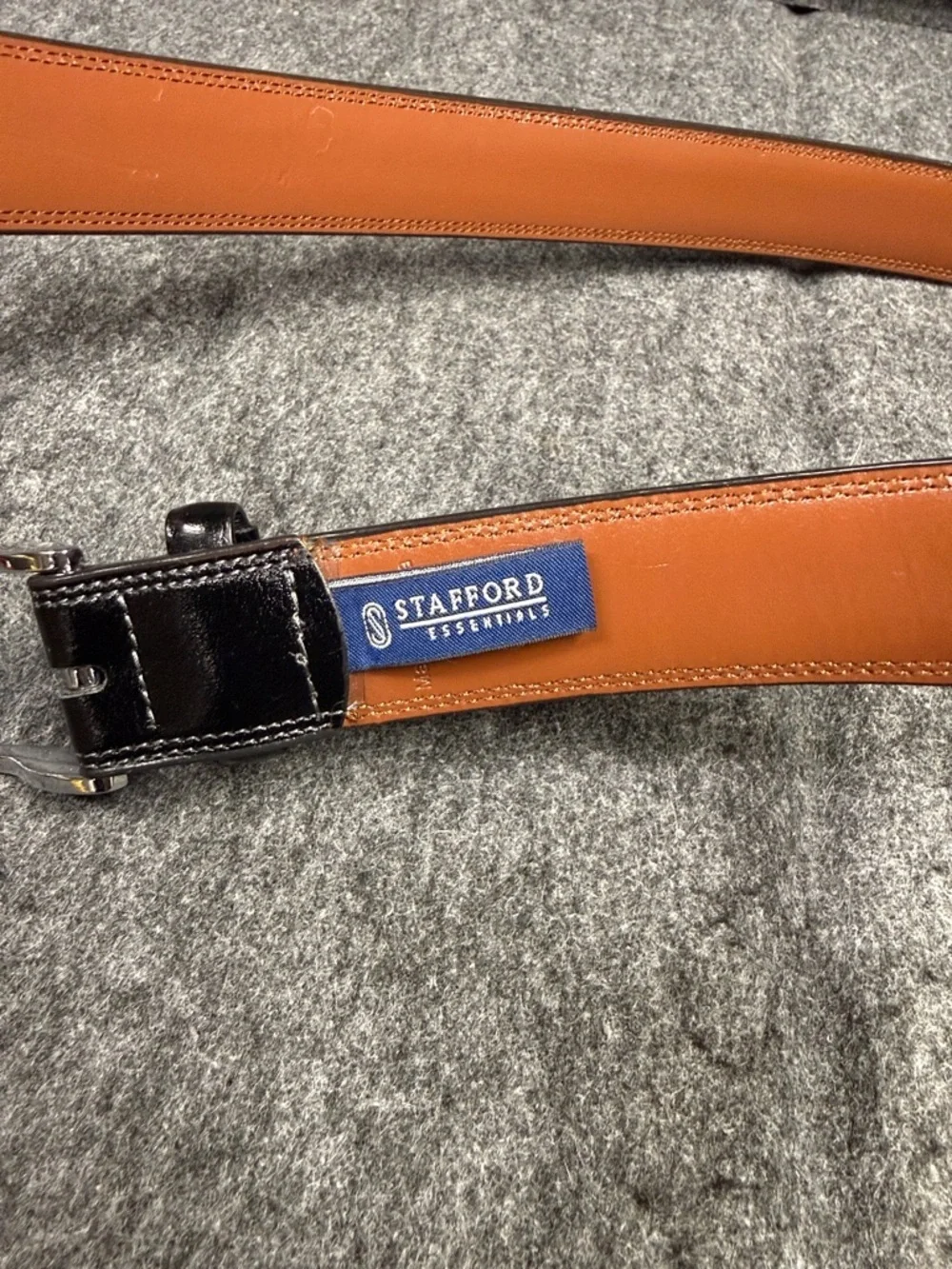 Stafford Black and Brown Leather Belt with Silver Buckle